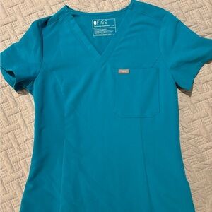 FIGS Women's Teal Blue V-Neck Scrub Top